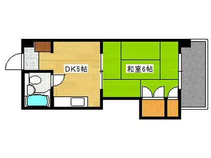 新庄グリーンコーポ(1DK/2階)の間取り写真