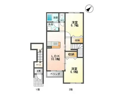 コリーナ・デ・カオン(2LDK/2階)の間取り写真