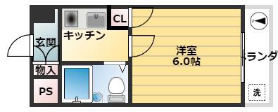 シャイニングスター(1K/2階)の間取り写真