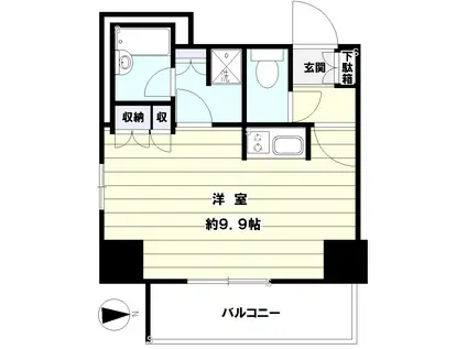 スカイグランデ汐留(ワンルーム/12階)の間取り写真