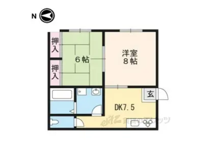 シャローム石田(2DK/1階)の間取り写真