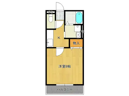 ペイサージュC棟(1K/1階)の間取り写真