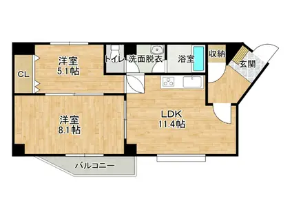 シティ根元(2LDK/4階)の間取り写真