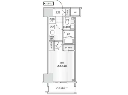 レジディア笹塚II(1K/1階)の間取り写真