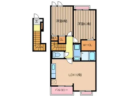 ミラコロ・ステラ(2LDK/2階)の間取り写真