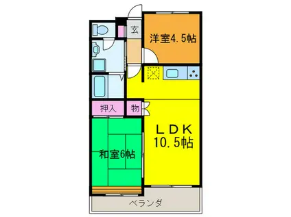 アンソレイエ小竹(2LDK/3階)の間取り写真