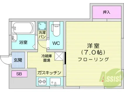 コーポ楓(1K/1階)の間取り写真