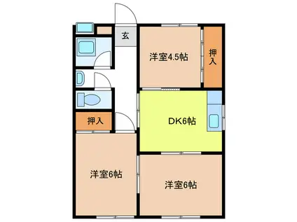 第三コーポ1000(3DK/1階)の間取り写真