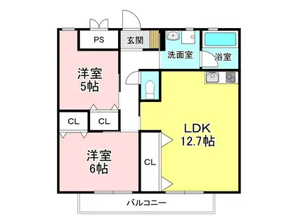 JR草津線 甲西駅 徒歩34分 2階建 築8年(2LDK/2階)の間取り写真