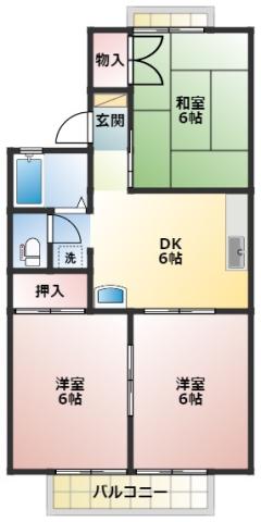 ハイツアムール A(3DK/2階)の間取り写真