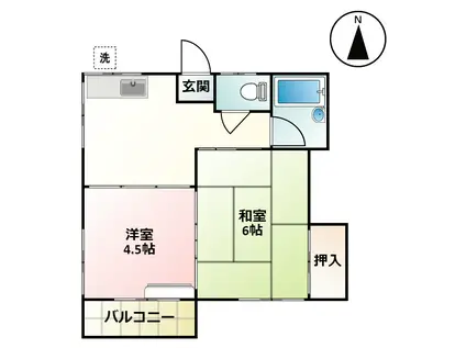 プラムハイツI(2DK/1階)の間取り写真