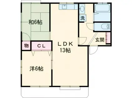 ベイ・フィオーレB棟(2LDK/1階)の間取り写真
