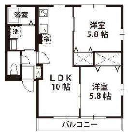 メゾン高田A(2LDK/2階)の間取り写真