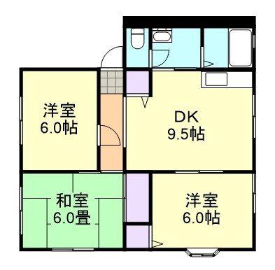 サンガーデン西富井A棟(3DK/1階)の間取り写真