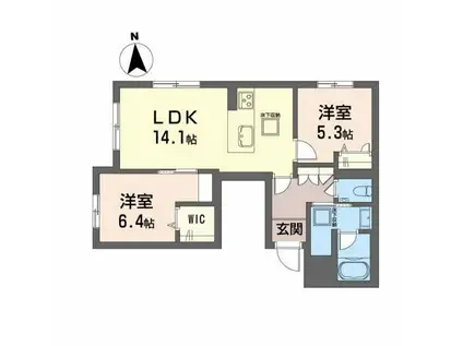 グランドパレス田迎小前(2LDK/2階)の間取り写真