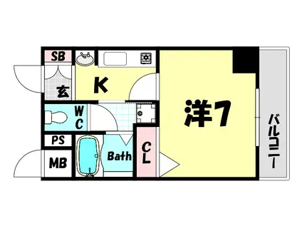 PRESSANCE神戸みなと元町(1K/7階)の間取り写真