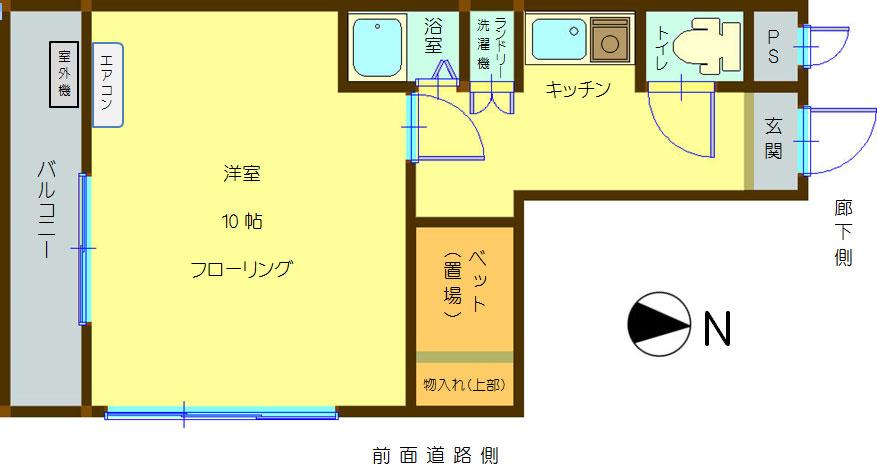 バディマンション中の島(1K/2階)の間取り写真