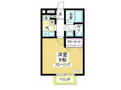 ヴァンテージ(1K/2階)の間取り写真