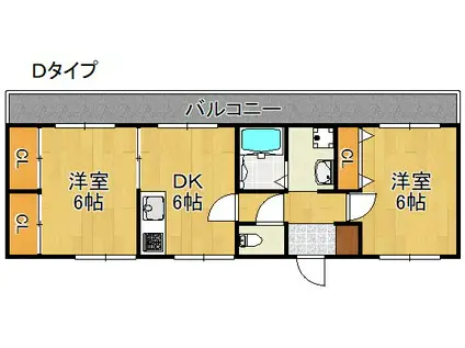 フラットコート(2DK/1階)の間取り写真