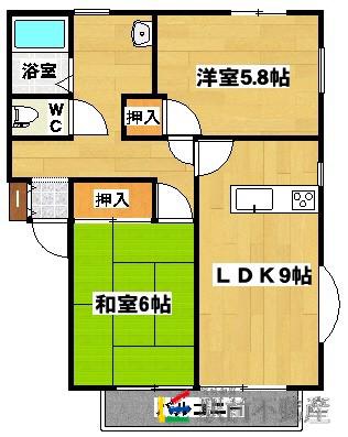 コンフォート華(2LDK/1階)の間取り写真