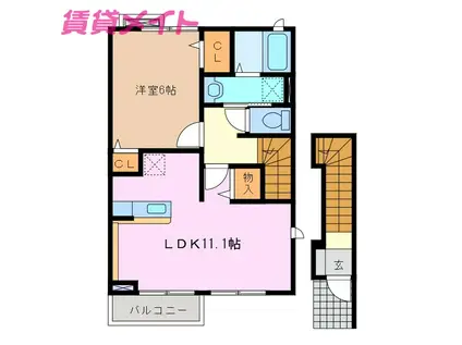 セレノパラッソ I(1LDK/2階)の間取り写真