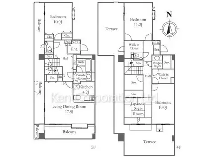 コスモ青葉台シエル・ヴェール弐(4LDK/5階)の間取り写真