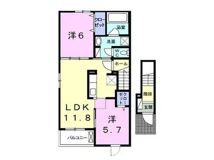 ST・PAL.KII(2LDK/2階)の間取り写真