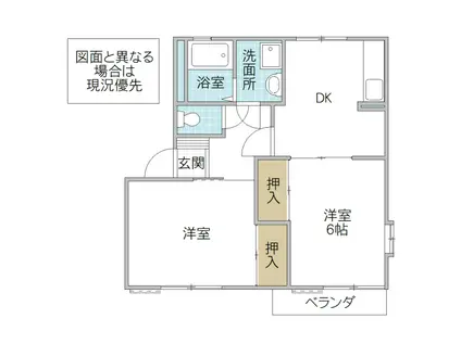 ドミール本郷B棟(2DK/1階)の間取り写真