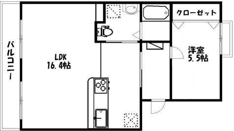 レジデンス下屋敷(1LDK/2階)の間取り写真