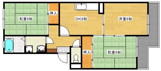 コーポ仁井田ビル(3DK/3階)の間取り写真