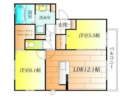 レイクヒルズC棟(2LDK/3階)の間取り写真