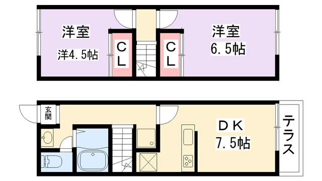 レオパレスルピナス(2DK/1階)の間取り写真