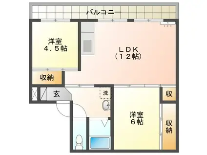 ヴィラナリー菅谷(2LDK/5階)の間取り写真
