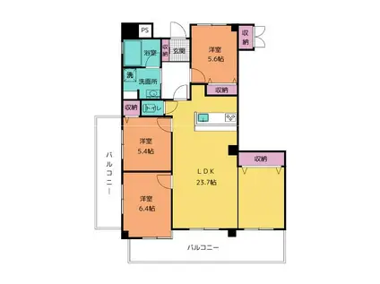 ドリーミー片浜 706(3LDK/7階)の間取り写真