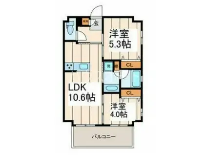 フロントコート両国(2LDK/3階)の間取り写真