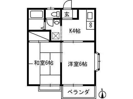 ファミールA(2K/1階)の間取り写真