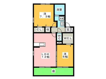 カサベルテ岩田(2LDK/1階)の間取り写真