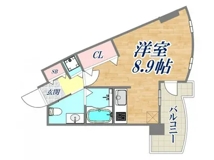 クロス磯上公園(ワンルーム/3階)の間取り写真