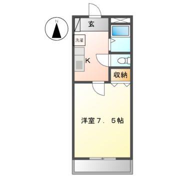 グリーンヒルズ図書館通(1K/1階)の間取り写真