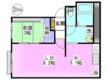 ロイヤルハイツII(1LDK/2階)の間取り写真