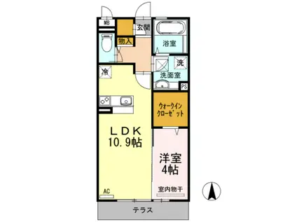 グランディール松原(1LDK/1階)の間取り写真