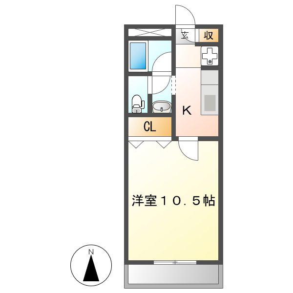 JRBハイツ倉敷駅前(1K/6階)の間取り写真