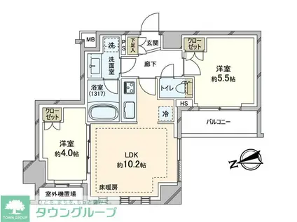 オープンレジデンシア調布(2LDK/2階)の間取り写真