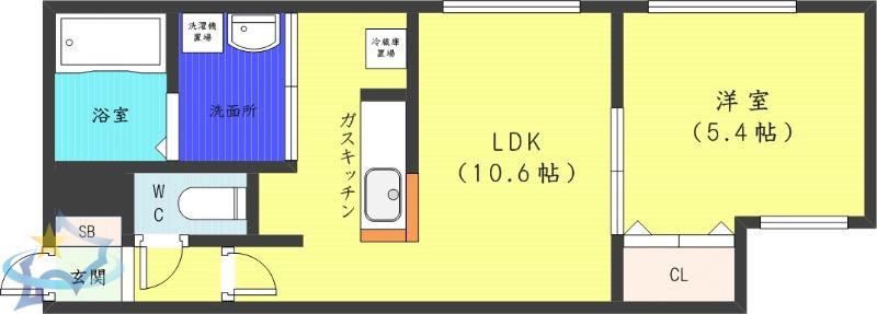 シティレジデンス南8条(1LDK/3階)の間取り写真