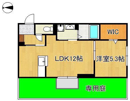 DーROOM本城東 A棟(1LDK/1階)の間取り写真