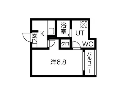メイクスR道徳公園II(1K/1階)の間取り写真