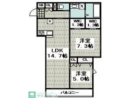 サニーコート戸塚(2LDK/2階)の間取り写真