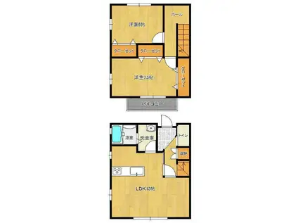 ラフィネ壱番館(2LDK/1階)の間取り写真