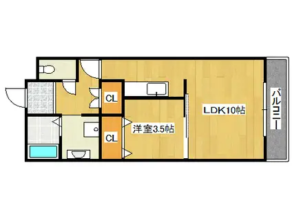 グラッツィアーレ平野西(1LDK/5階)の間取り写真