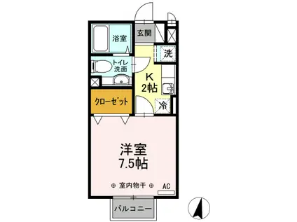 クレスト緑町(1K/2階)の間取り写真